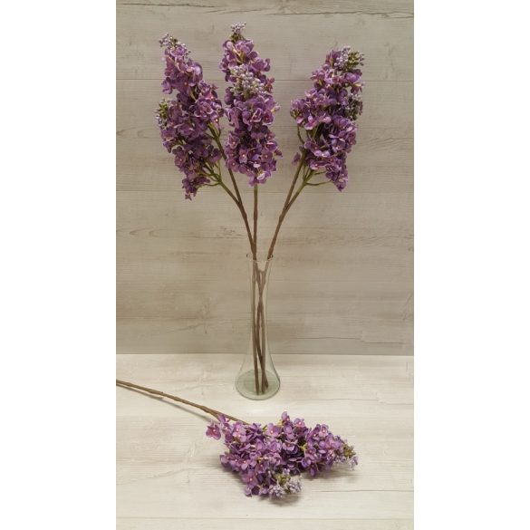 2 ágú orgona ág, élethű gumis virágzattal. 65 cm