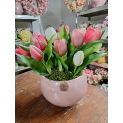 Pink tulipános dekoráció 