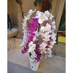   14 szálas körbe díszített orchidea dekoráció 140 cm magas
