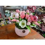 Pink tulipános összeültetés 