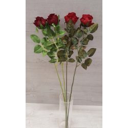 Szálas rózsa, 3 levéllel, 53 cm. Piros és bordó szín