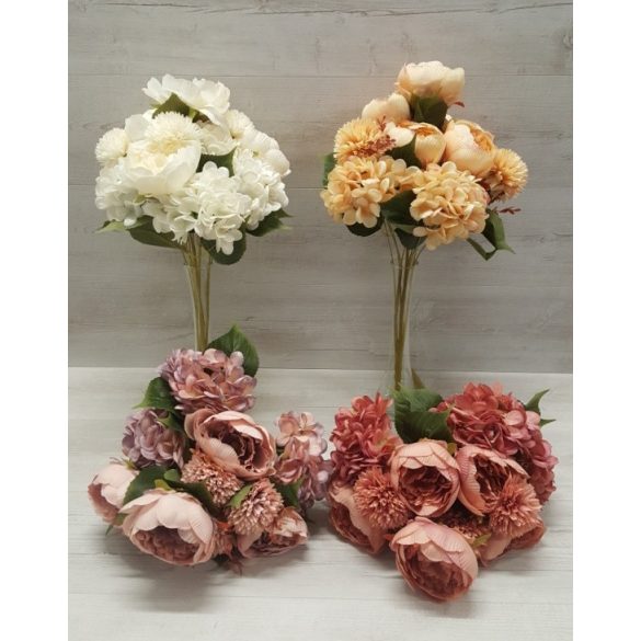 Peony, hortenzia, gömbdália nagycsokor (58 cm)