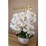 3 szálas cappuchino orchidea karamell tálban