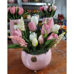 Pink tulipános dekoráció