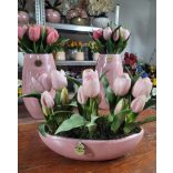 Pink csónak kaspós rózsaszín tulipánok